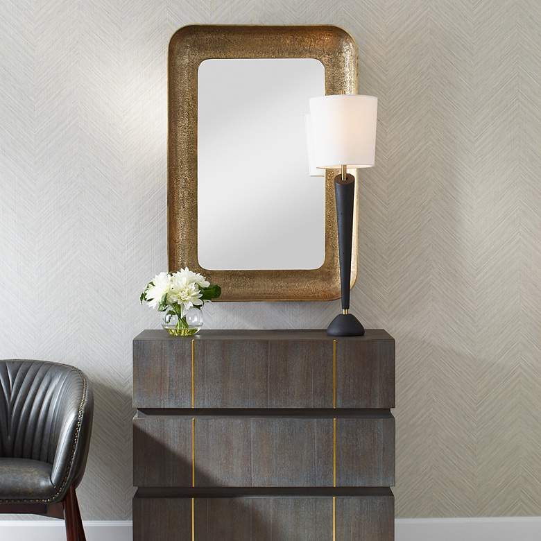 Image 1 Alvaro Plated Antique Brass 29 1/2" x 42 1/2" Wall Mirror