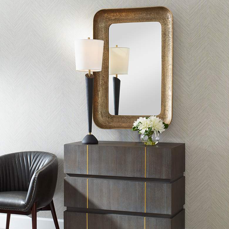 Image 3 Alvaro Plated Antique Brass 29 1/2" x 42 1/2" Wall Mirror more views