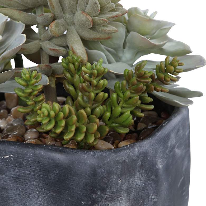 Image 4 Alverio Green Succulent 12"W Faux Plant in Concrete Planter more views