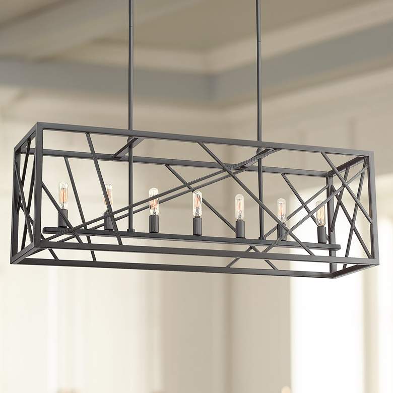 Image 1 Alvin 36"W Charcoal Open Frame Kitchen Island Light Pendant