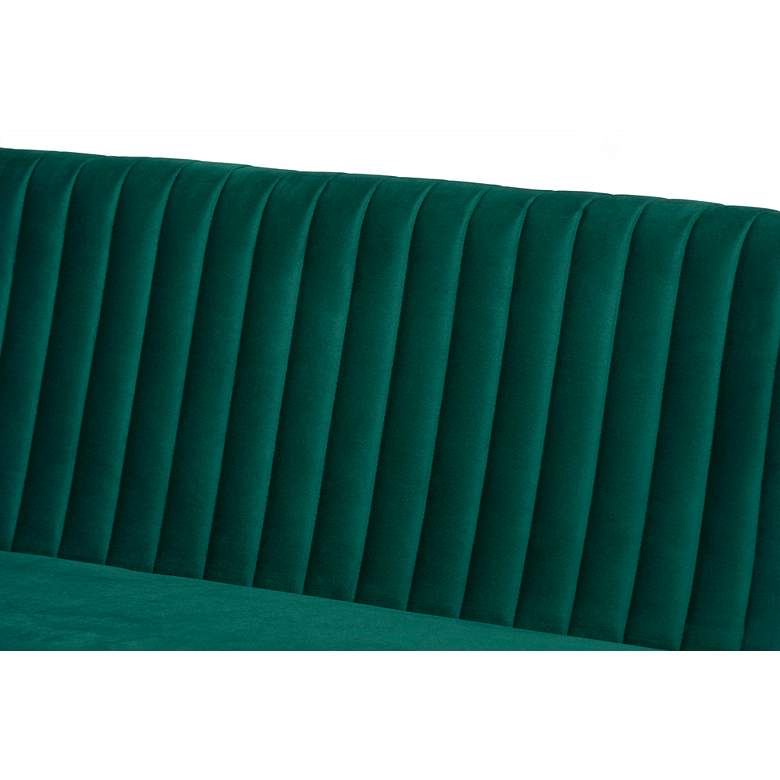 Image 3 Alvis 45" Wide Green Velvet Fabric Dining Nook Banquette Set more views