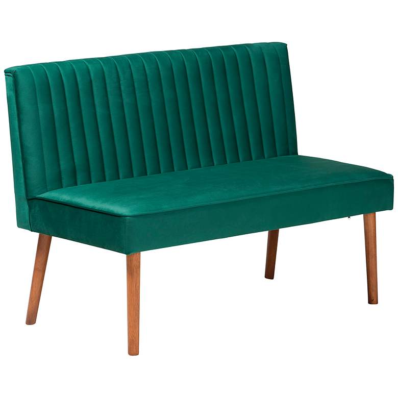 Image 6 Alvis 45" Wide Green Velvet Fabric Dining Nook Banquette Set more views