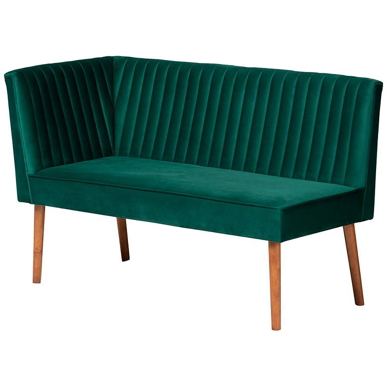 Image 7 Alvis 45" Wide Green Velvet Fabric Dining Nook Banquette Set more views