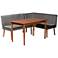 Alvis Gray Velvet Fabric Walnut Brown 3-Piece Dining Set