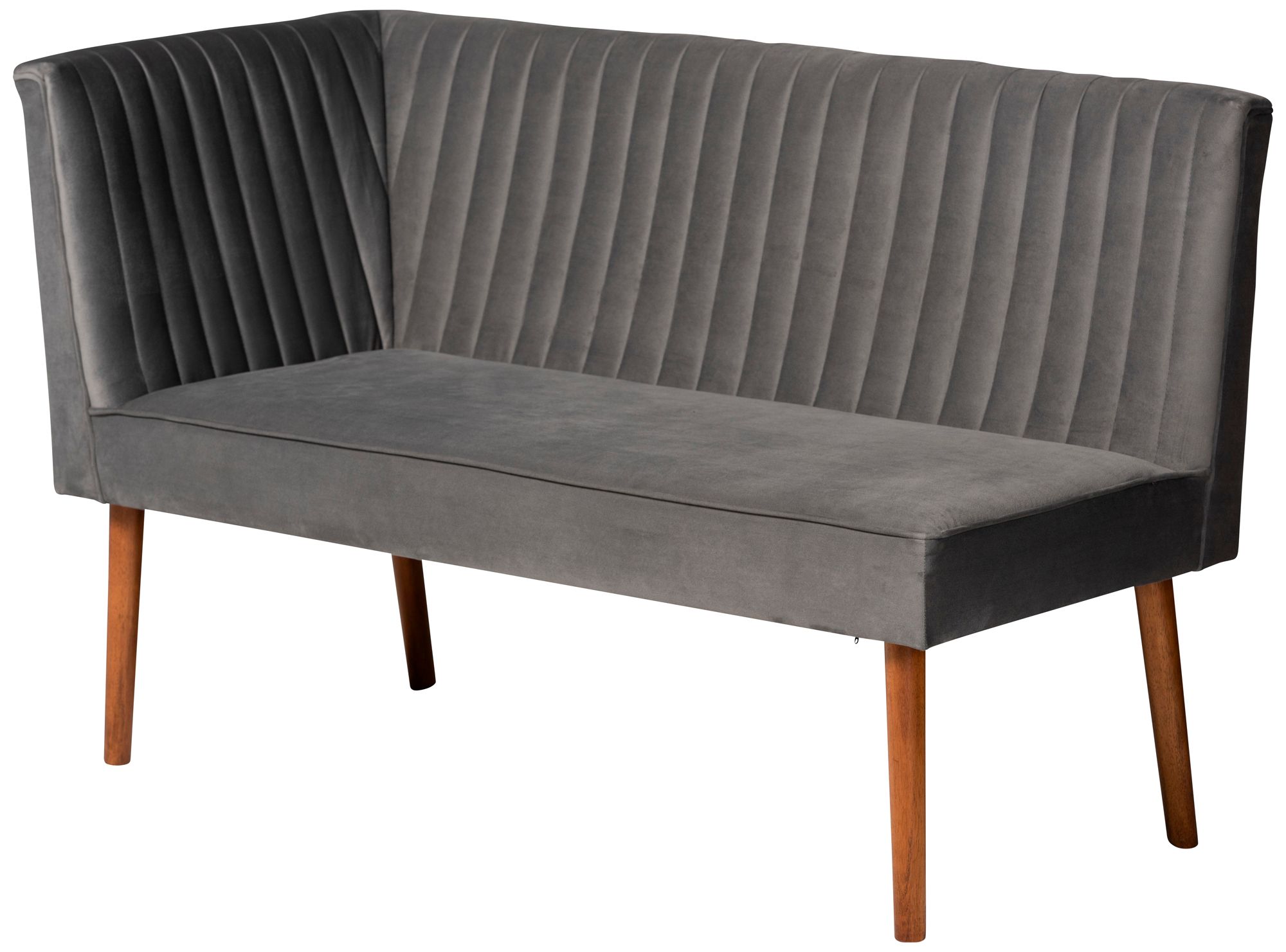 Alvis Gray Velvet Fabric Walnut Brown 3-Piece Dining Set