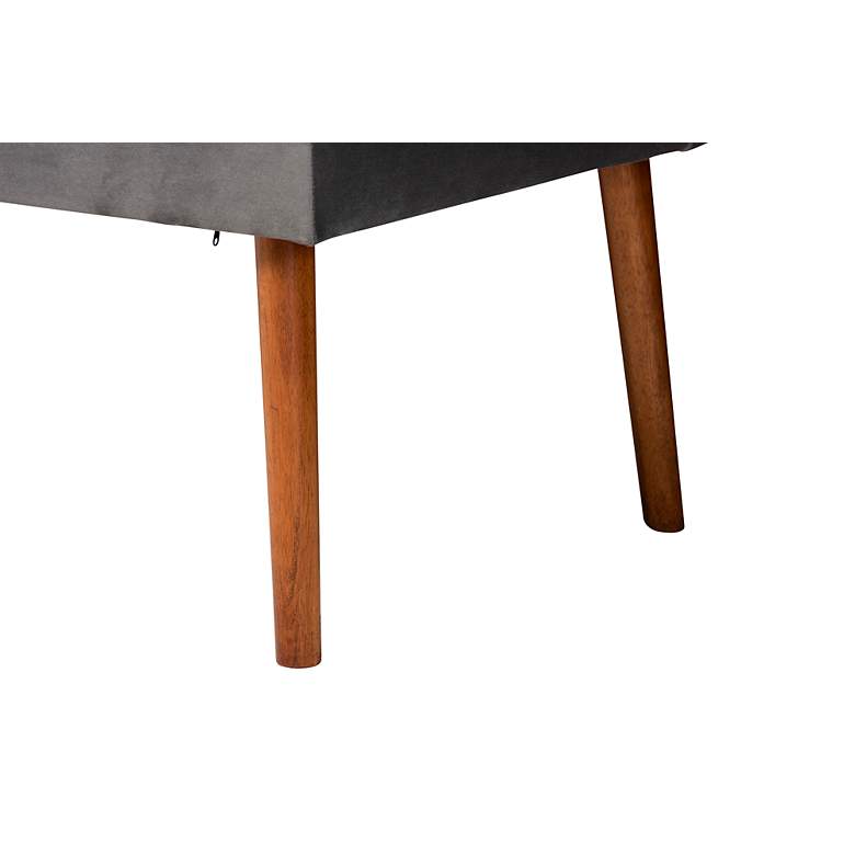 Image 5 Alvis Gray Velvet Fabric Walnut Brown 4-Piece Dining Set more views