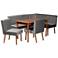 Alvis Gray Velvet Fabric Walnut Brown 5-Piece Dining Set