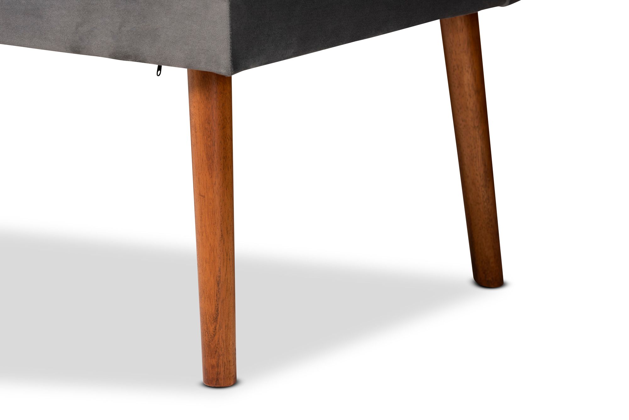 Image 6 Alvis Gray Velvet Fabric Walnut Brown 5-Piece Dining Set more views