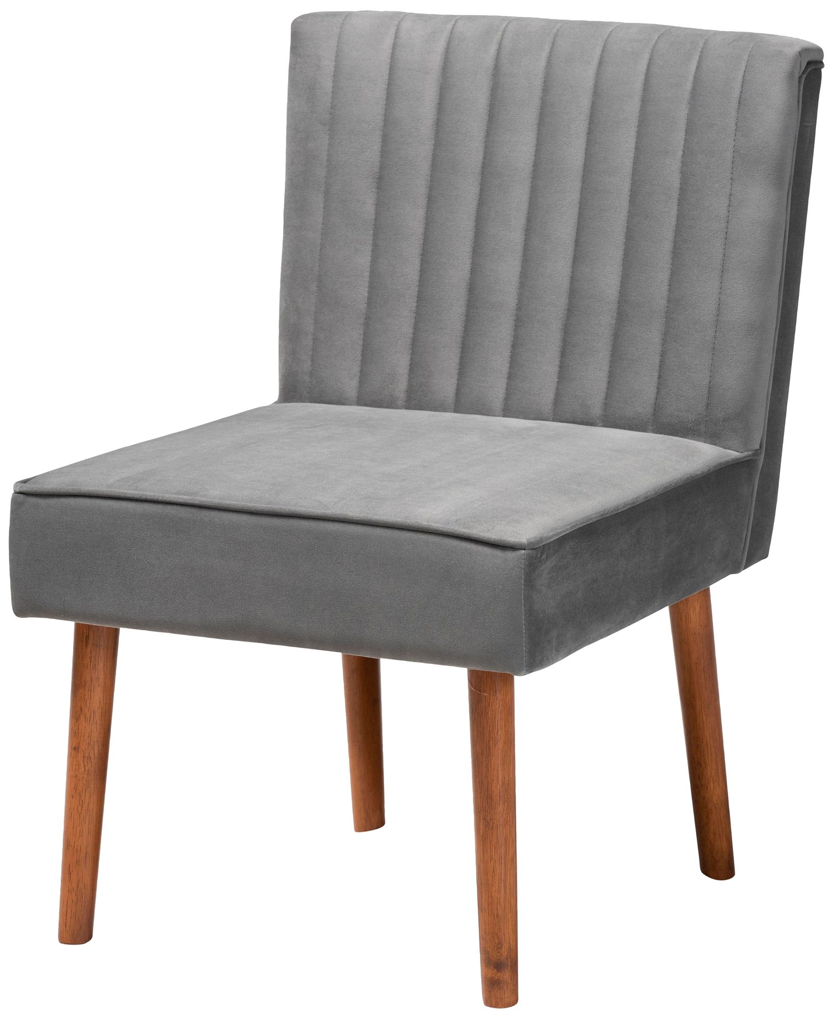 Alvis Gray Velvet Fabric Walnut Brown 5-Piece Dining Set