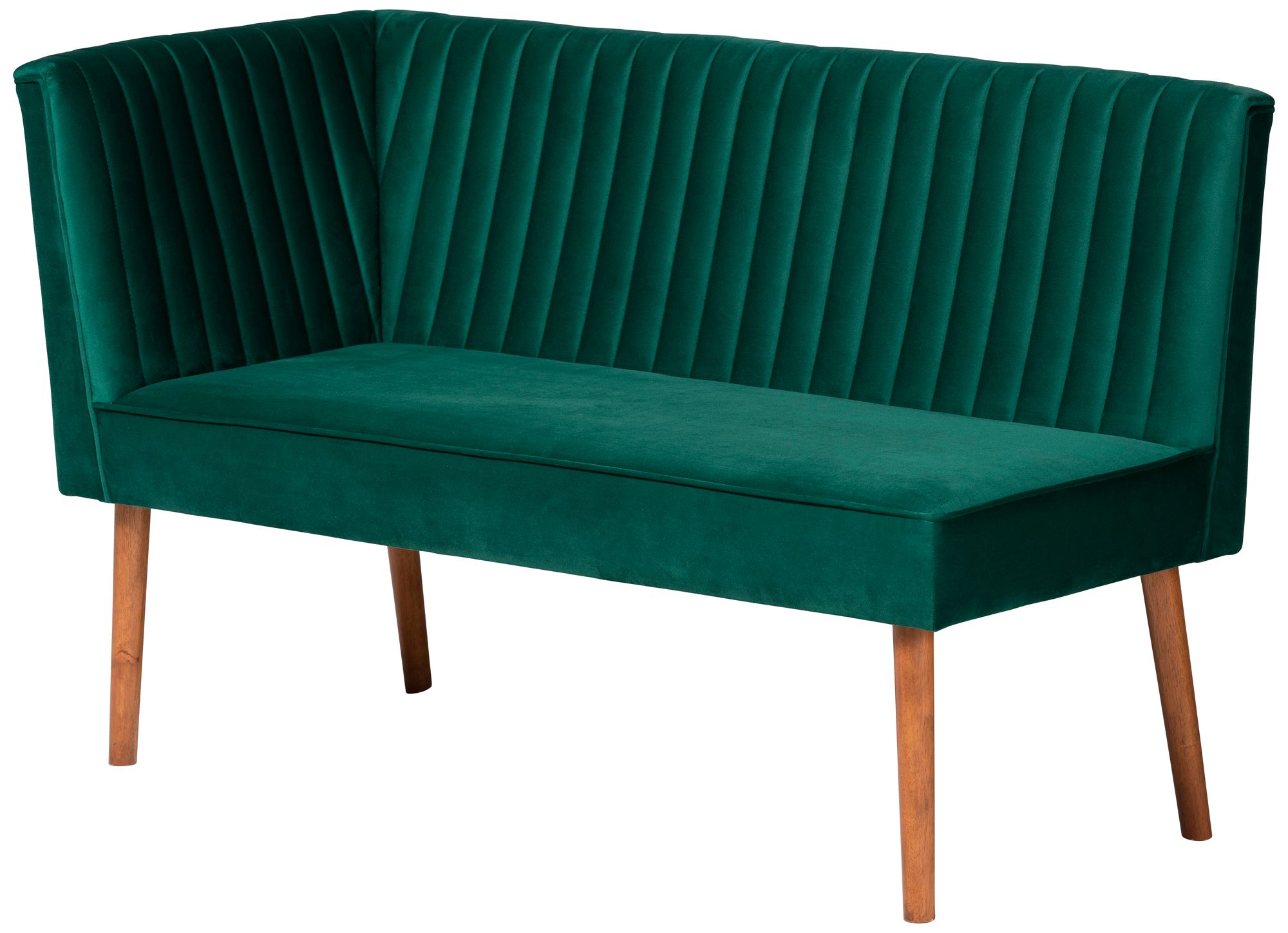 Alvis Green Velvet Fabric Walnut Brown 3-Piece Dining Set