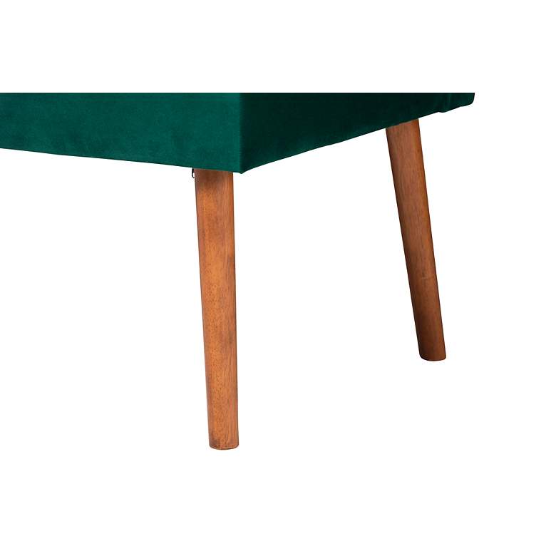 Image 6 Alvis Green Velvet Fabric Walnut Brown 5-Piece Dining Set more views