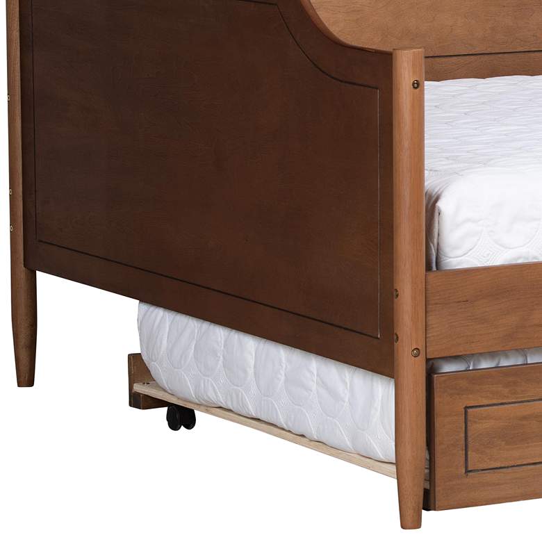 Image 3 Alya Walnut Brown Wood Full Daybed with Roll-Out Trundle Bed more views