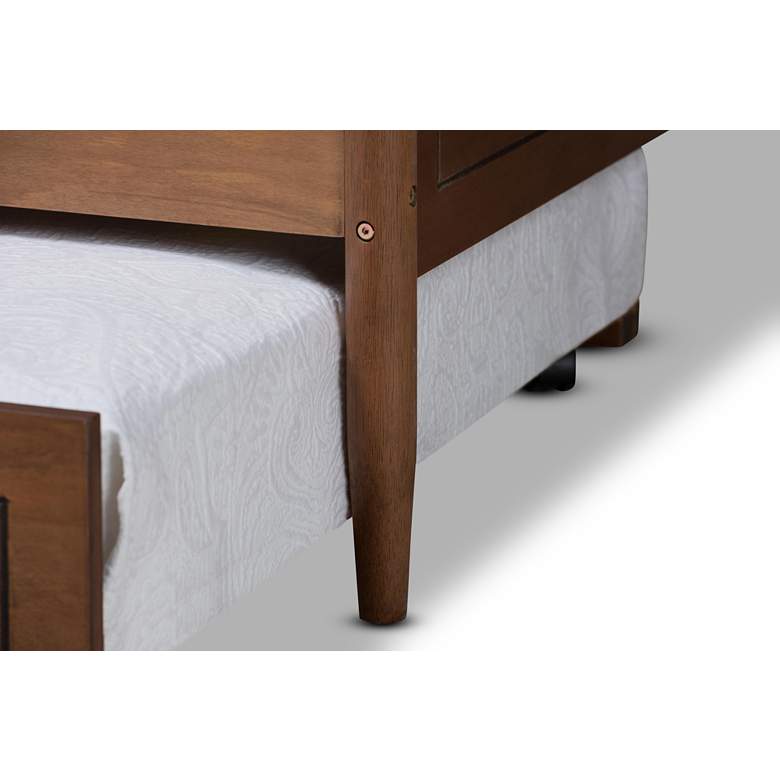 Image 5 Alya Walnut Brown Wood Full Daybed with Roll-Out Trundle Bed more views