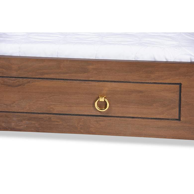 Image 6 Alya Walnut Brown Wood Full Daybed with Roll-Out Trundle Bed more views