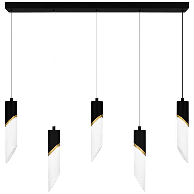 Image 1 Alys 2-Light Integrated LED Matte Black Linear Chandelier