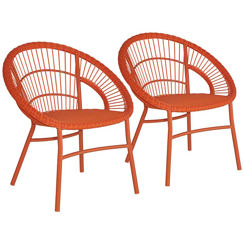 Image 1 Alyso Cove Woven Orange Outdoor Chair Set of 2
