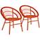 Alyso Cove Woven Orange Outdoor Chair Set of 2