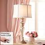Alyson Mercury Glass Table Lamp by Regency Hill With USB Dimmer