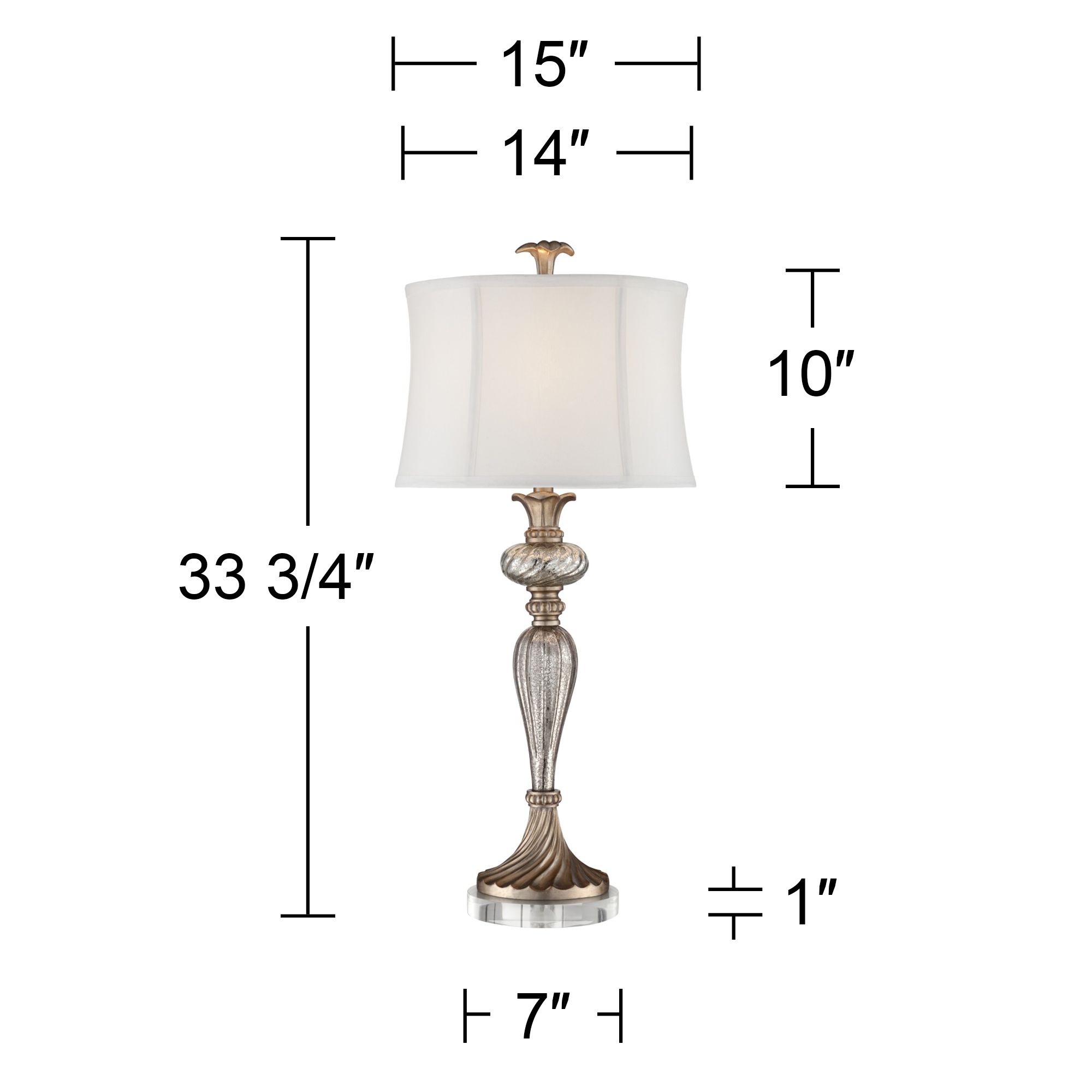 Image 6 Alyson Mercury Glass Table Lamp With 7" Wide Round Riser more views