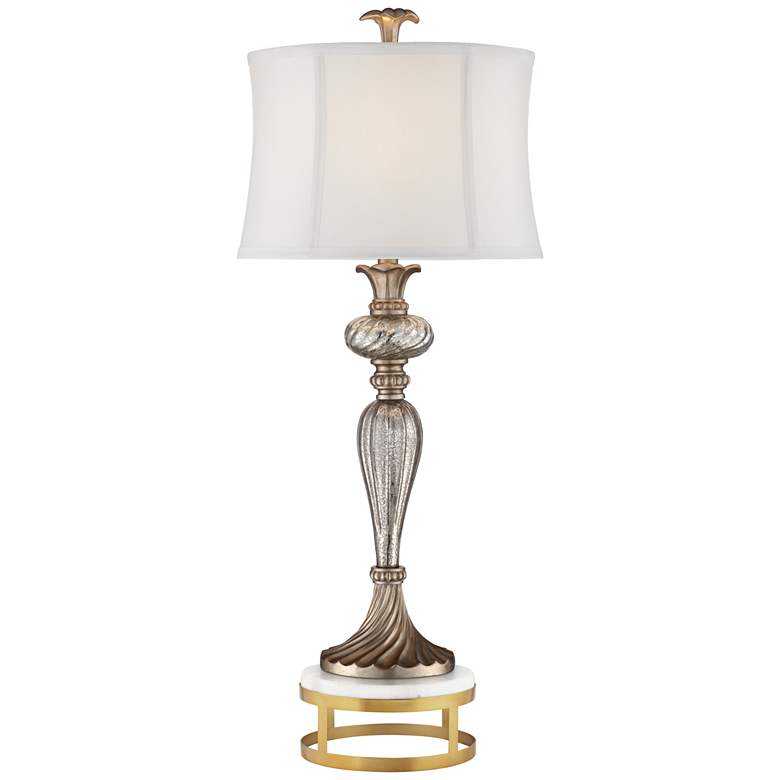 Image 1 Alyson Mercury Glass Table Lamp With Brass Round Riser