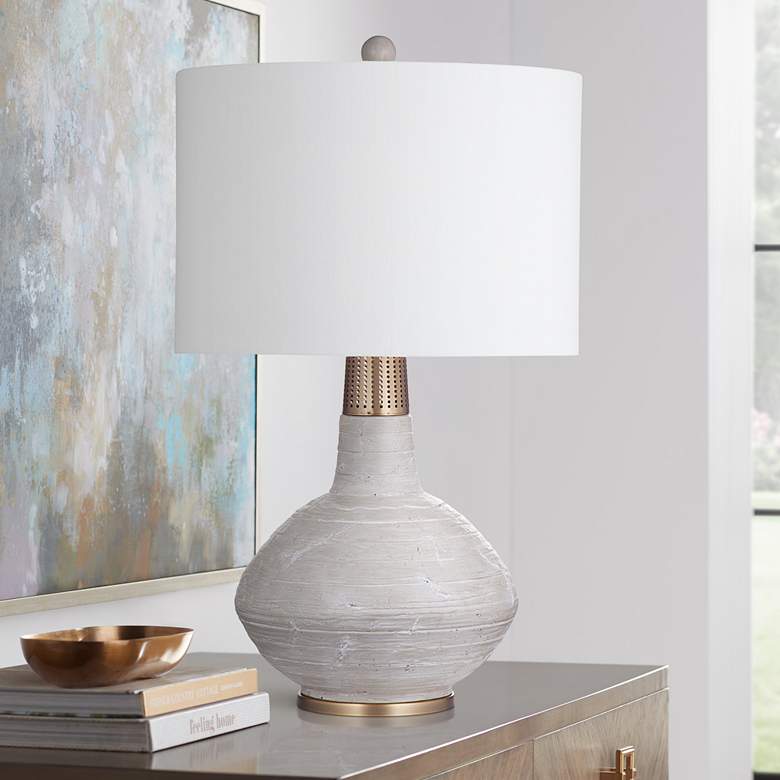 Image 1 Alyssa Gray Natural Cement Vase Table Lamp