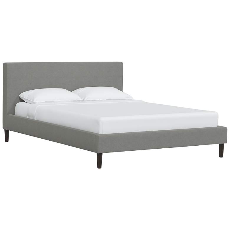 Image 1 Alyssa Linen Gray Fabric Queen Size Platform Bed