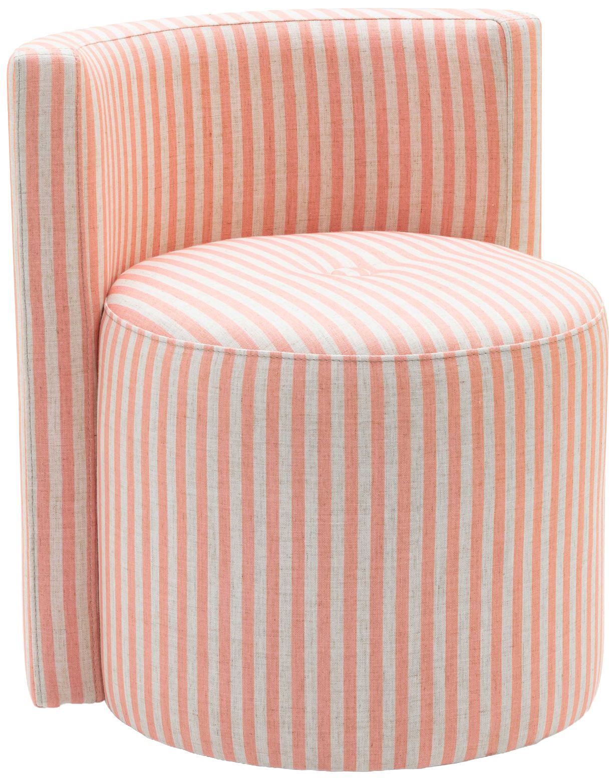 Image 2 Alyssa Pink Striped Linen Rolling Desk Chair