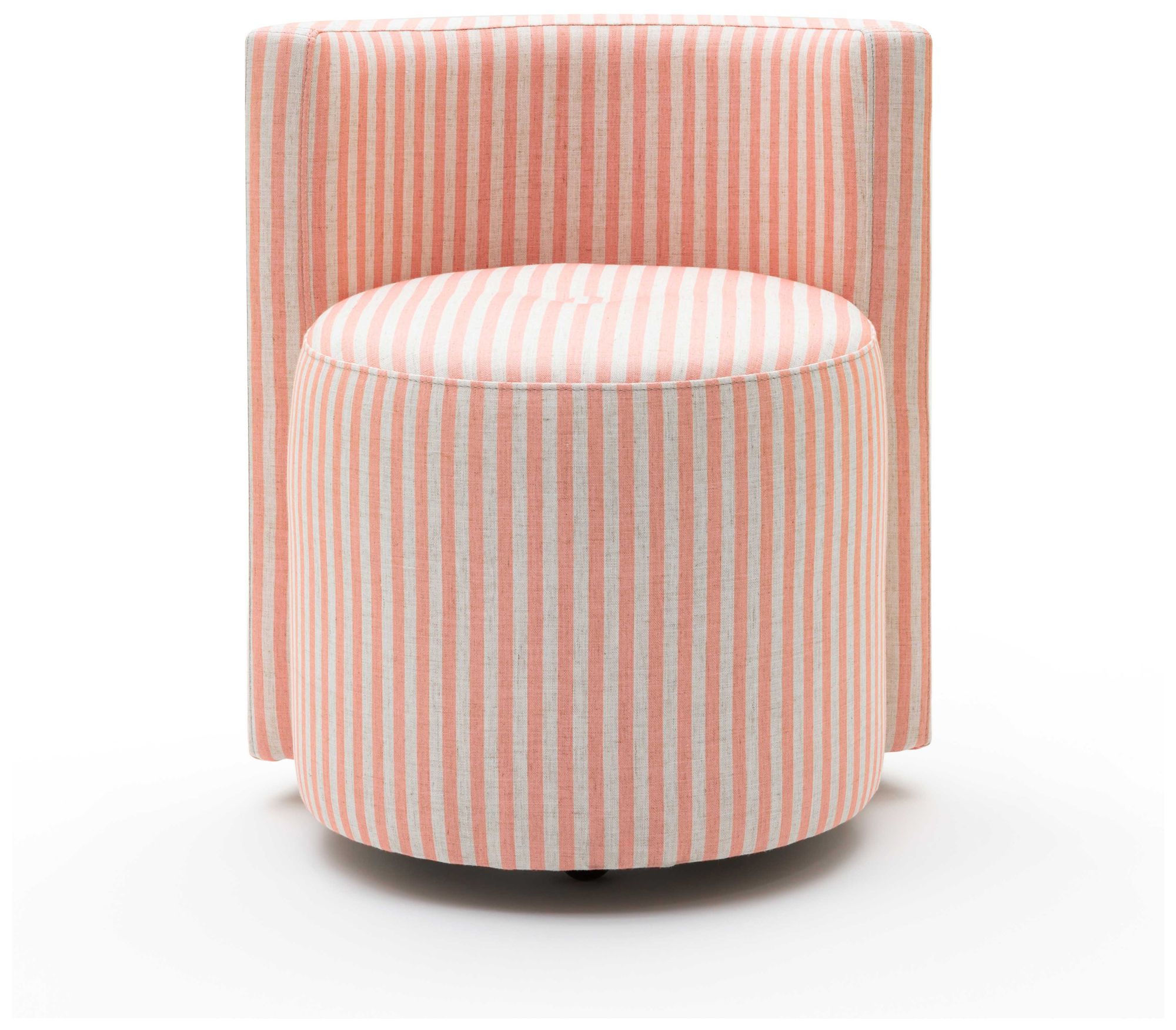 Image 3 Alyssa Pink Striped Linen Rolling Desk Chair more views