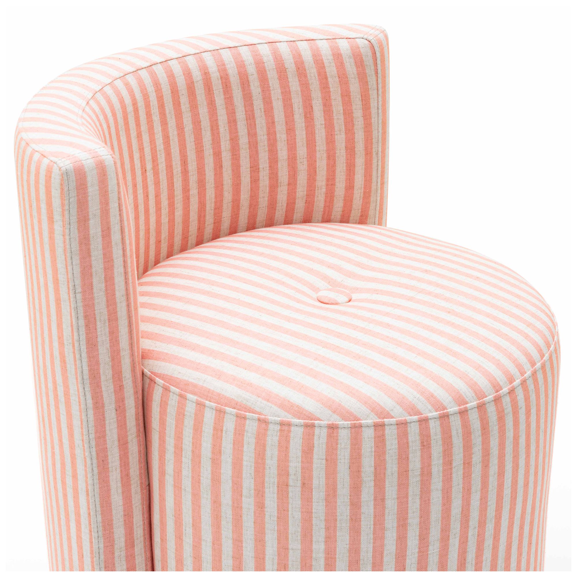 Image 6 Alyssa Pink Striped Linen Rolling Desk Chair more views