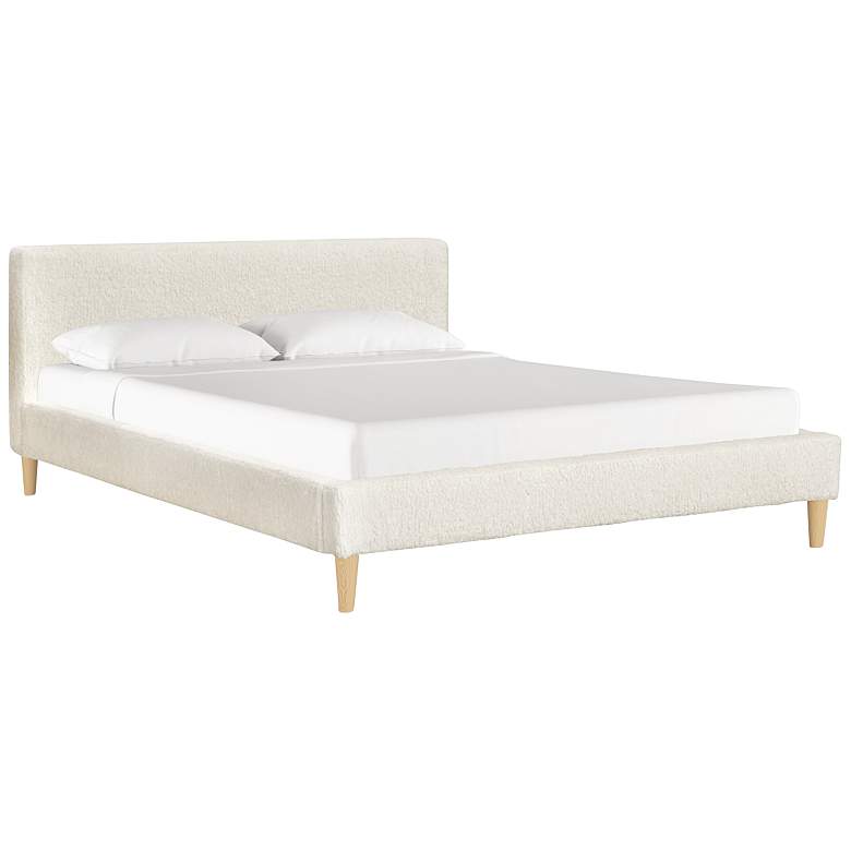 Image 1 Alyssa Sheepskin Natural Fabric Queen Size Platform Bed