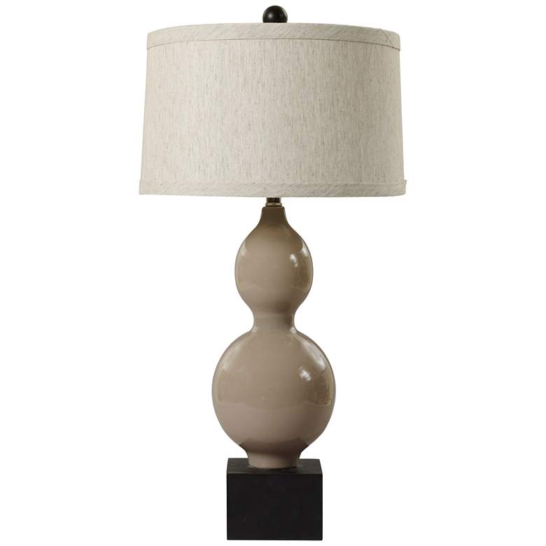 Image 1 Alyssa Warm Gray Elongated Stacked Gourd Ceramic Table Lamp