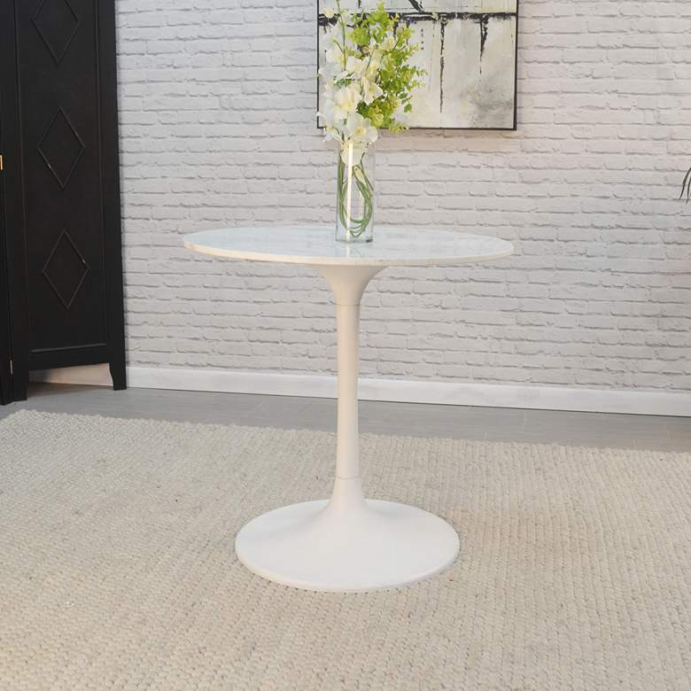 Image 1 Alyssandra 30 inchW White Marble and Metal Round Dining Table