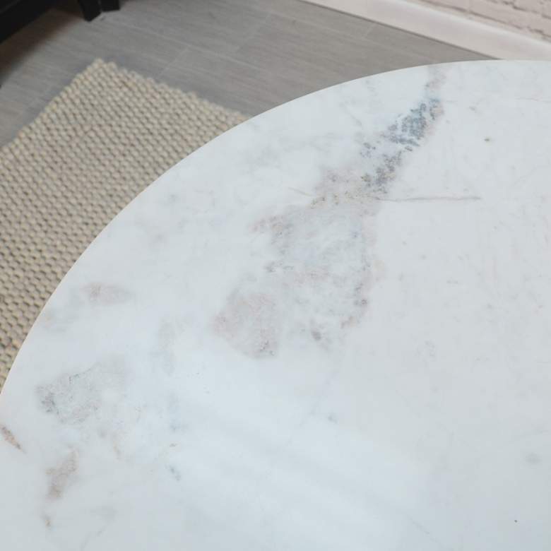 Image 5 Alyssandra 30 inchW White Marble and Metal Round Dining Table more views