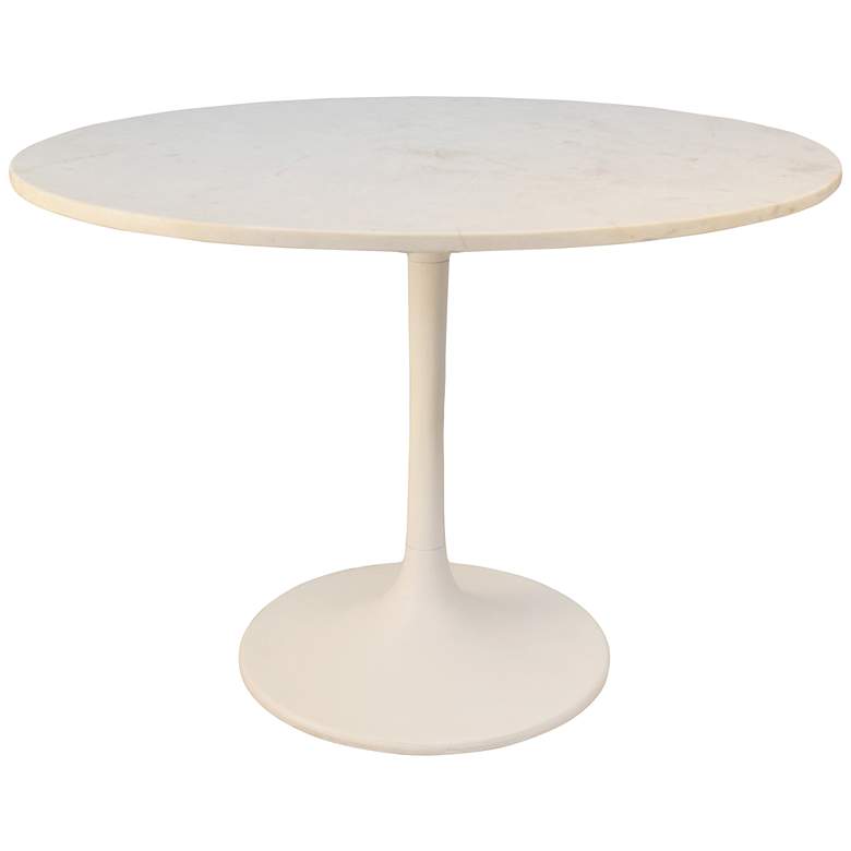 Image 2 Alyssandra 40 inchW White Marble and Metal Round Dining Table
