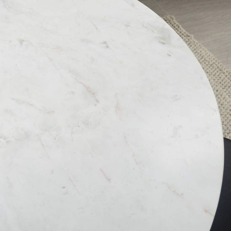 Image 5 Alyssandra 40"W White Marble and Metal Round Dining Table more views