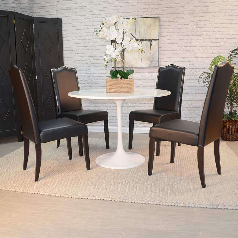 Image 6 Alyssandra 40"W White Marble and Metal Round Dining Table more views