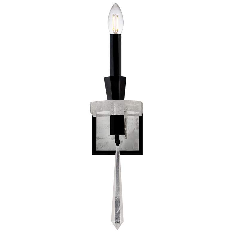 Image 1 Amadeus 6.5 inch Wide Black Clear Crystal 1-Light Wall Sconce