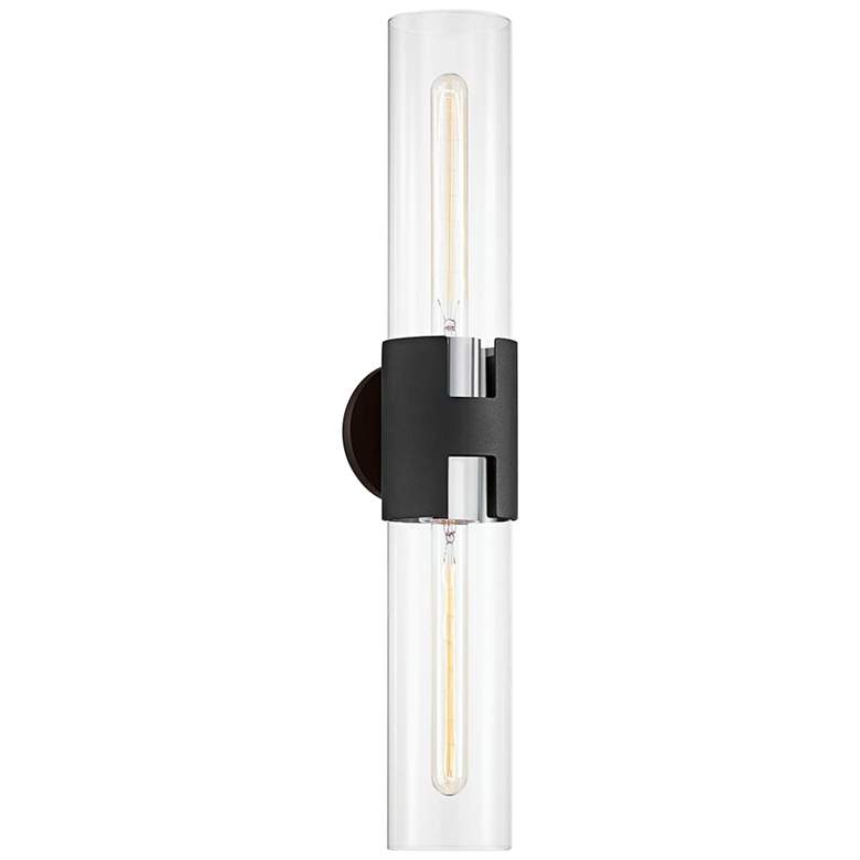 Image 1 Amado 25 3/4 inch High Textured Black Nickel 2-Light Wall Sconce