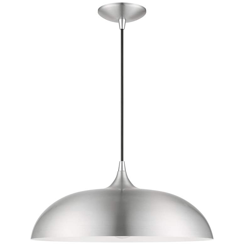 Image 1 Amador 1 Light Brushed Aluminum Pendant with Polished Chrome Accents