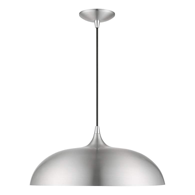 Image 3 Amador 1 Light Brushed Aluminum Pendant with Polished Chrome Accents more views