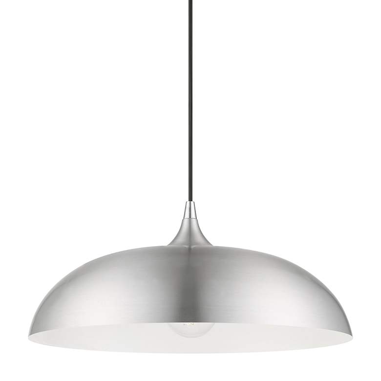 Image 4 Amador 1 Light Brushed Aluminum Pendant with Polished Chrome Accents more views
