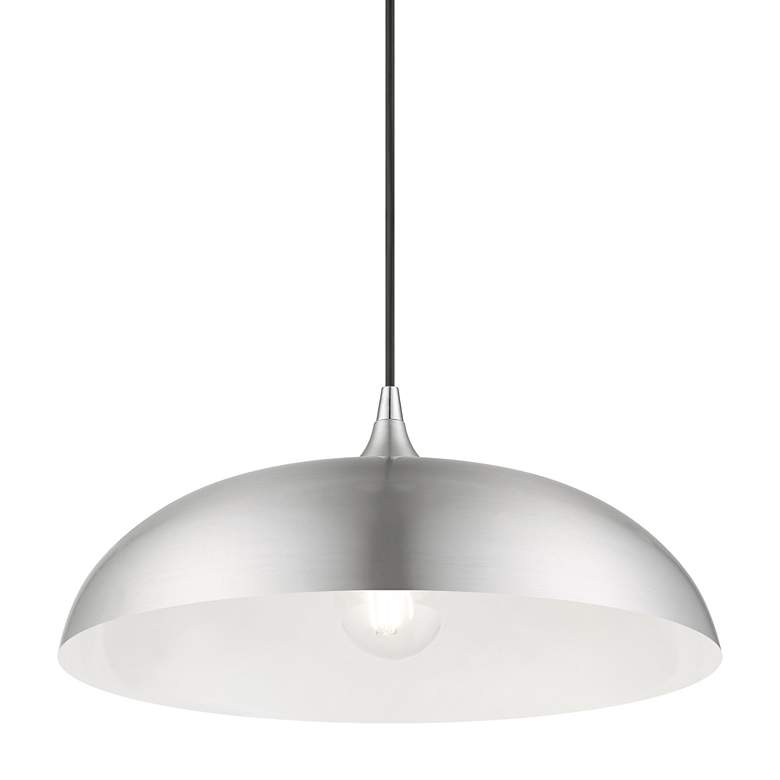 Image 5 Amador 1 Light Brushed Aluminum Pendant with Polished Chrome Accents more views