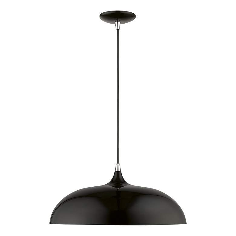 Image 3 Amador 1 Light Shiny Black Pendant with Polished Chrome Accents more views