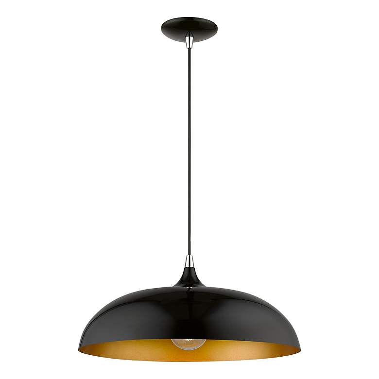 Image 4 Amador 1 Light Shiny Black Pendant with Polished Chrome Accents more views