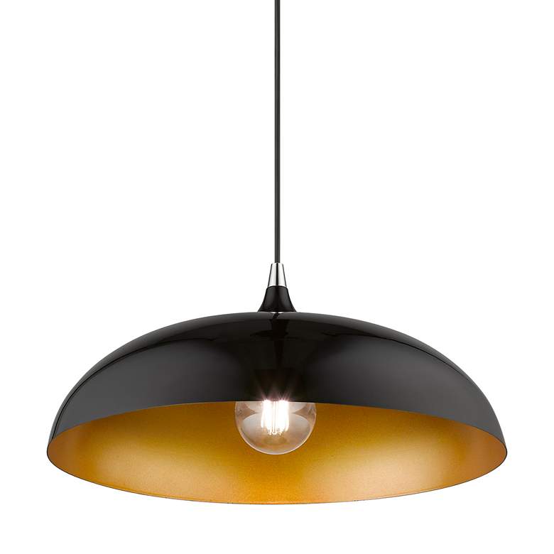 Image 5 Amador 1 Light Shiny Black Pendant with Polished Chrome Accents more views