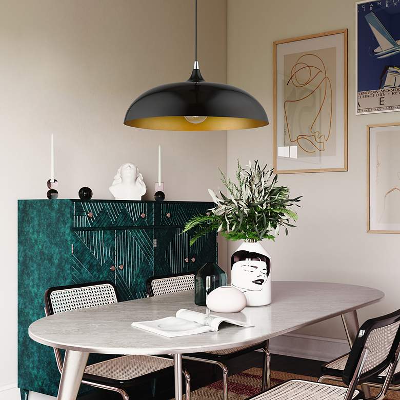 Image 7 Amador 1 Light Shiny Black Pendant with Polished Chrome Accents more views