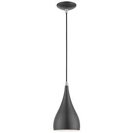 Image1 of Amador 1 Light Shiny Dark Gray with Polished Chrome Accents Mini Pendant