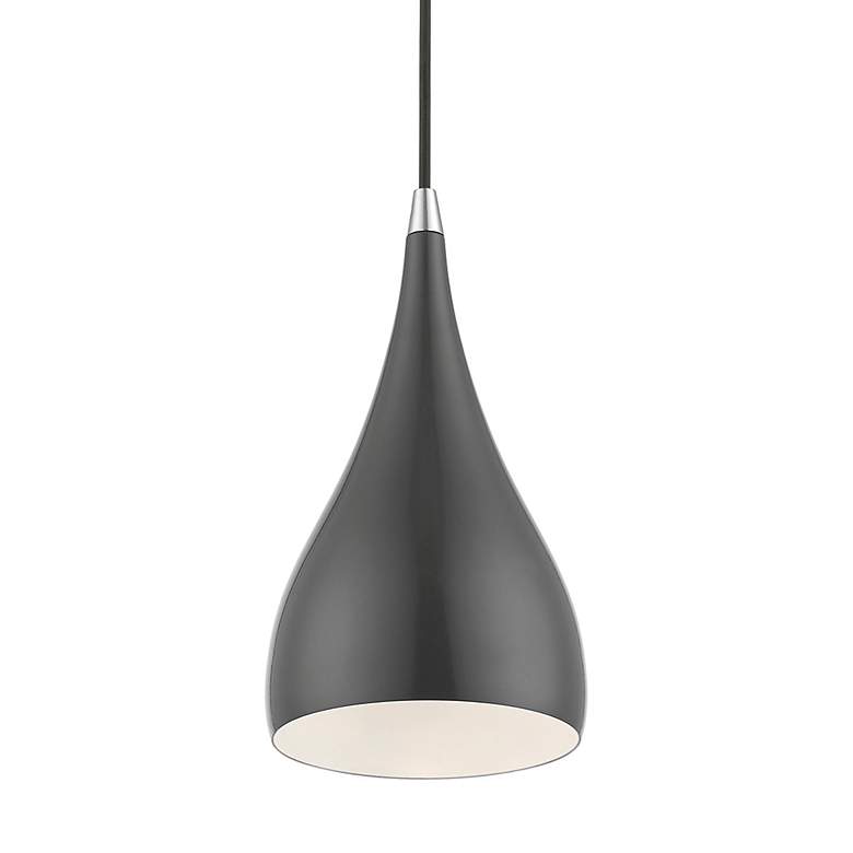 Image 5 Amador 1 Light Shiny Dark Gray with Polished Chrome Accents Mini Pendant more views