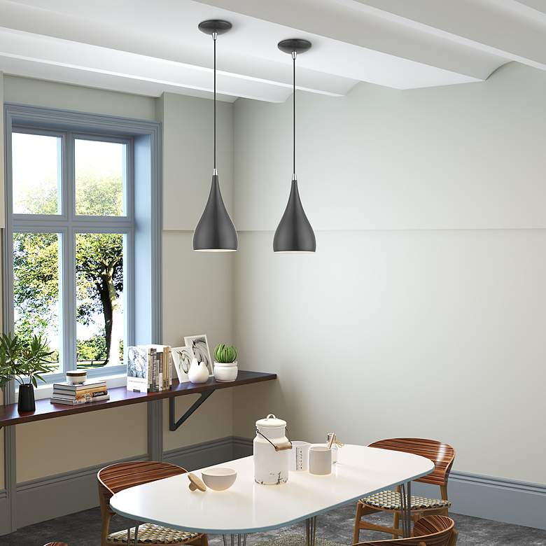 Image 7 Amador 1 Light Shiny Dark Gray with Polished Chrome Accents Mini Pendant more views