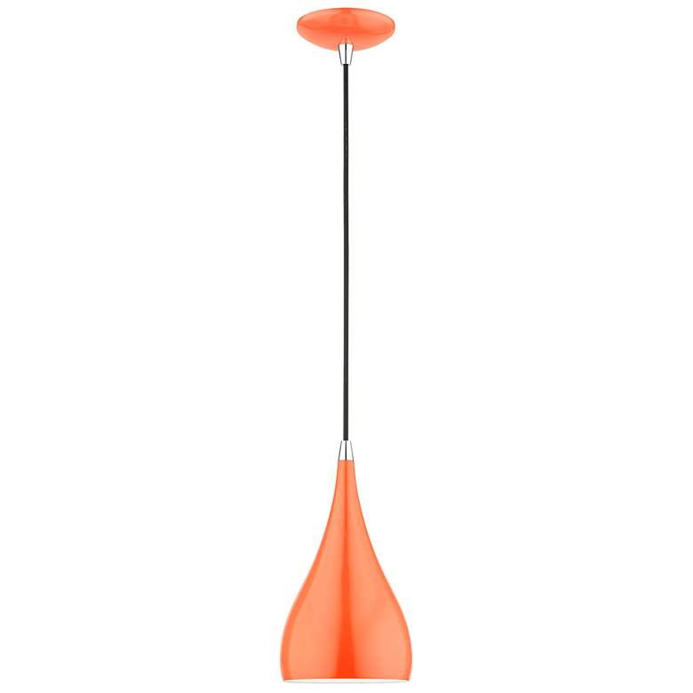Image 2 Amador 1 Light Shiny Orange with Polished Chrome Accents Mini Pendant